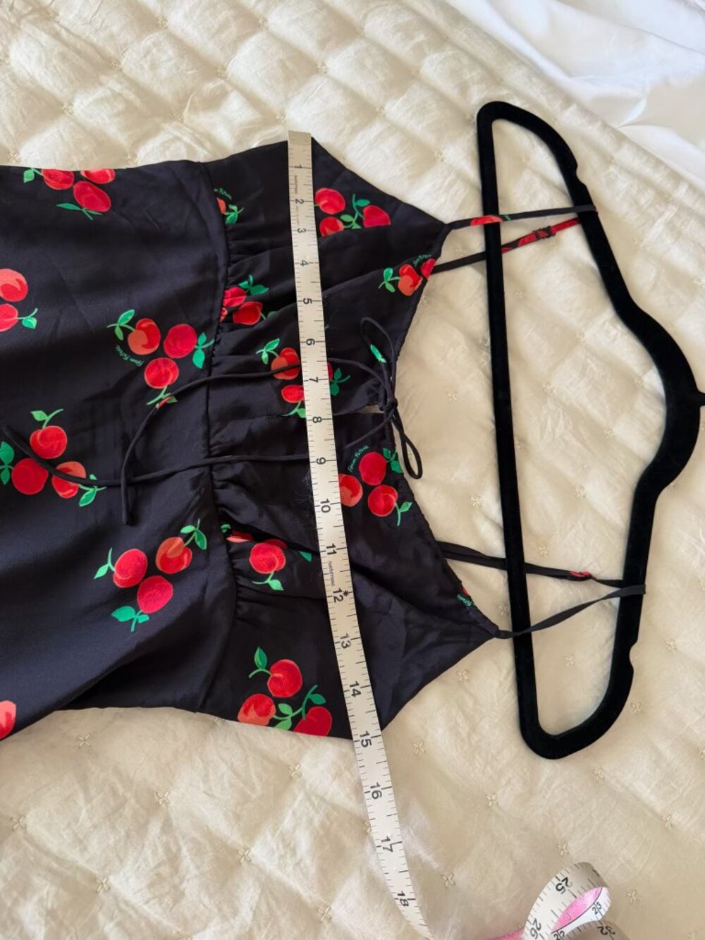 From Future | 100% Silk Cherry Print Mini Slip Dress - Picture 11 of 11